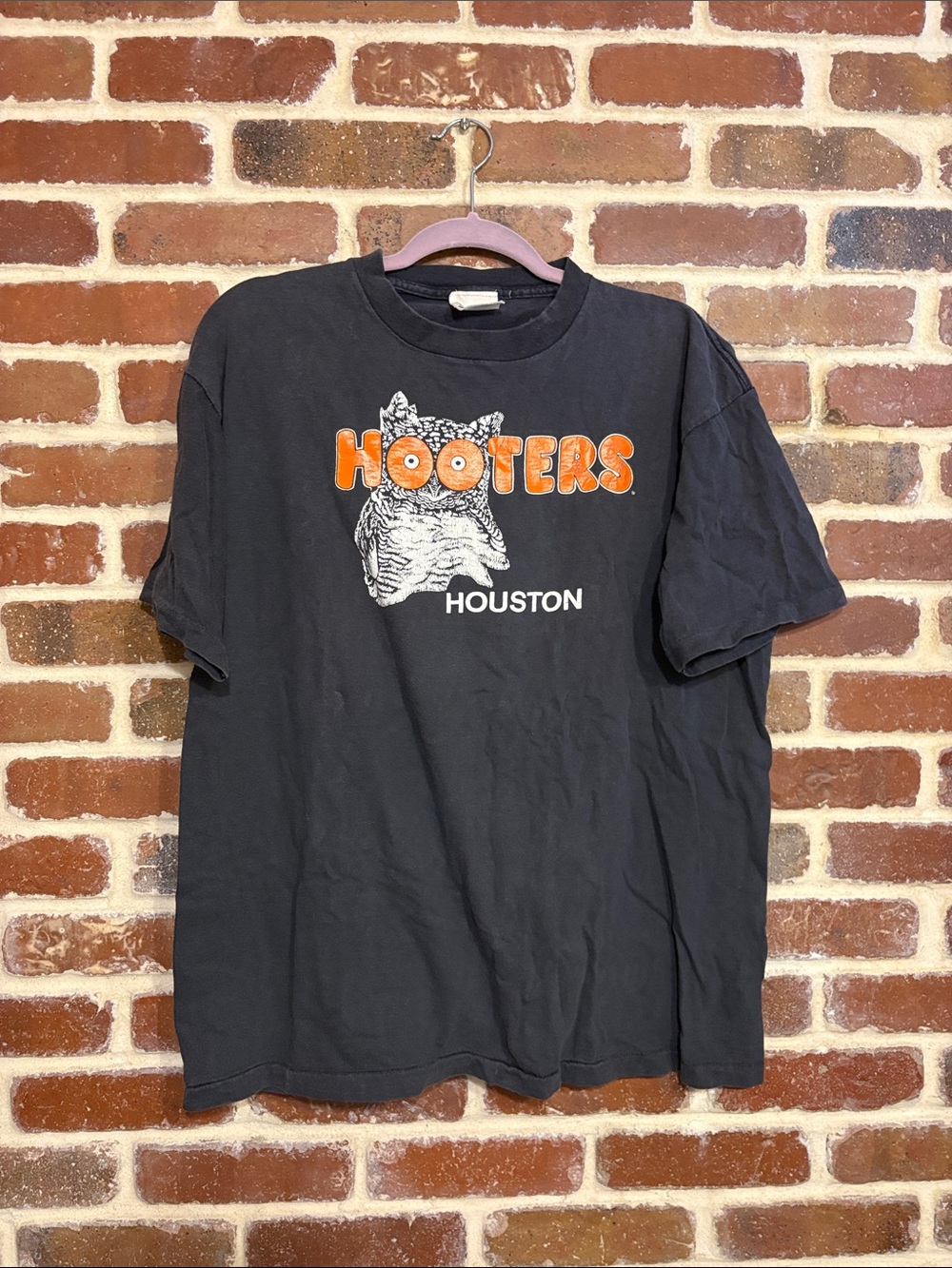 Hooters Black Tee with Orange Logo - Houston size XL